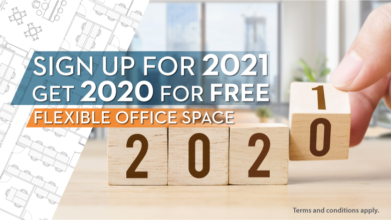 Sign up for a flexible office space with us ahead of 2021 for a minimum of 6 months